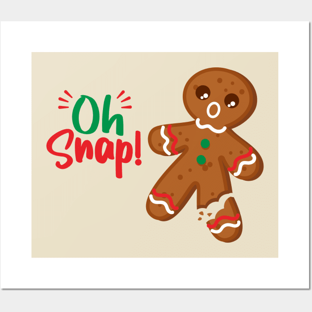 Gingerbread Man Oh Snap! Snapped Leg Funny Christmas Wall Art by Messy Nessie